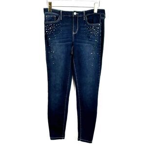 R Jeans Women's Size 30 Dark Wash Denim‎ Skinny Blue Jeans With Rhinestones